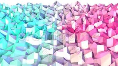 抽象简单的蓝色粉红色低聚三维表面作为背景。 移动纯软几何低聚运动背景