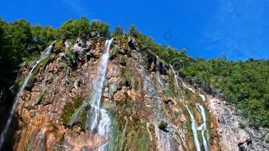 普利茨维国家公园美丽瀑布的详细景观