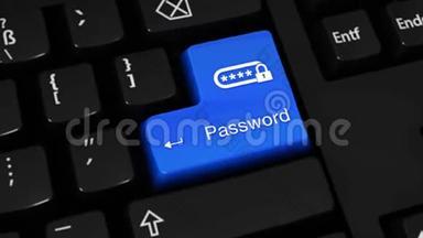密码旋转运动的电脑键盘按钮与文字和图标.