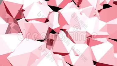 玫瑰或粉红色低聚挥动表面作为<strong>卡通背景</strong>。 红色多边形几何振动环境或脉动
