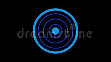 加载屏幕圆形，蓝色黑色背景-30fps循环视频纹理，无缝动画元素