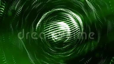 发光粒子的三维渲染作为科幻背景或具有粒子的现代抽象绿色背景