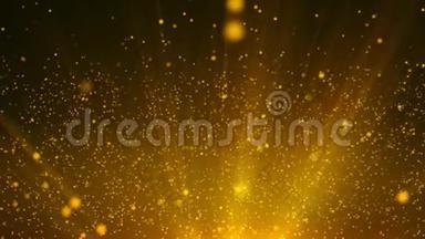 金色闪光的微粒奖励灰尘抽象背景循环