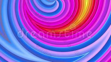 彩虹颜色抽象条纹，背景在4k与明亮的光泽油漆。 平滑的无缝动画<strong>渐变色</strong>