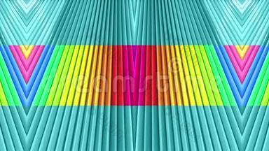 彩虹颜色抽象条纹，背景在4k与明亮的光泽油漆。 平滑的无缝动画渐变色