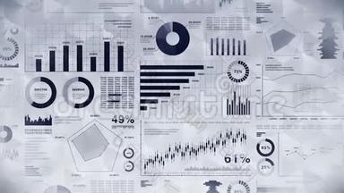 商业信息图表与图表循环动画。 图表和图表。 商业成功和金融概念。 演示模板