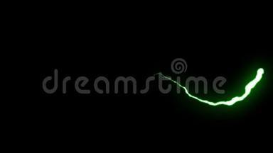 动画绿色闪电飞行黑色背景无缝环动画新品质独特自然光效果