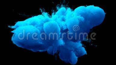 蓝色燃烧，彩色烟雾，粉末，爆炸，液体，墨水，微粒，阿尔法哑光