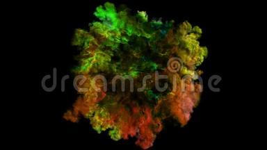 彩色三维烟雾爆炸冲击波效应和发散波。 有个阿尔法通道