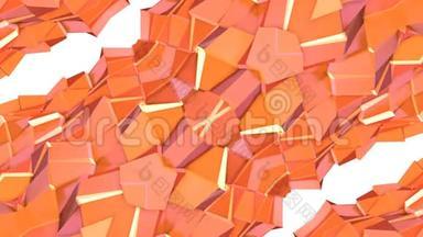 抽象简单的三维背景，橙色<strong>渐变</strong>色，低多边形<strong>风</strong>格，作为现代几何背景或数学背景