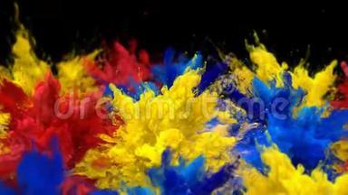 彩色爆炸-多种彩色烟雾爆炸流体粉末液体气体粒子慢运动阿尔法哑光