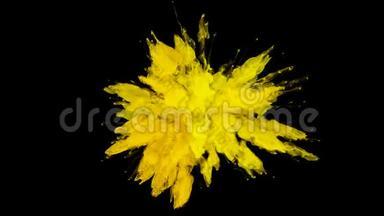 黄色爆炸-五颜六色的烟雾爆炸流体粒子阿尔法哑光