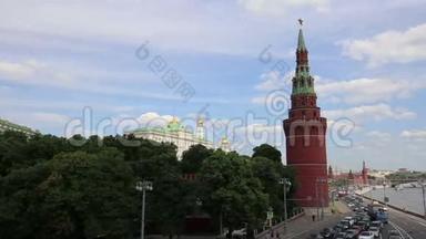 在阳光明媚的日子里看克里姆林宫，俄罗斯-莫斯科建筑和地标，莫斯科城市景观