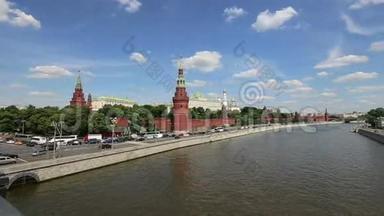 在阳光明媚的日子里看克里姆林宫，俄罗斯-莫斯科建筑和地标，莫斯科城市景观
