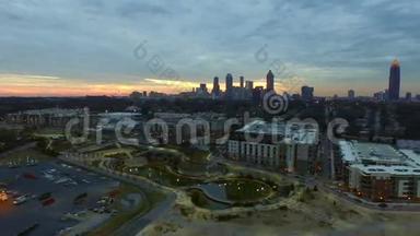 亚特兰大空中城市景观日落