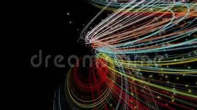 带条纹波物体和粒子在慢运动中的奇妙动画，4096x2304环4K