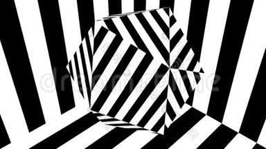 黑白条纹。 计算机生成的抽象背景，三维渲染