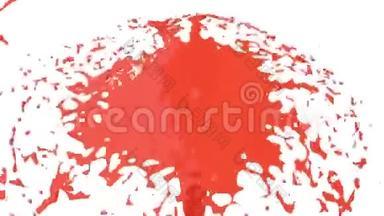 美丽的喷泉喷射液体像红色的油漆。 白色背景上的3D与阿尔法通道使用阿尔法掩码。 最上面的