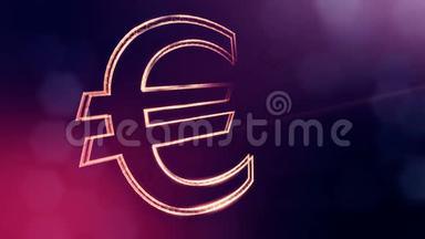 欧洲标志的动画图标或徽章。 <strong>金融背景</strong>由辉光粒子作为图像全息图。 三维环