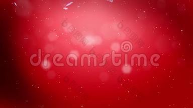装饰的3d雪花在红色背景下的夜晚在空中飞舞.. 用作圣诞、新年贺卡或冬季动画