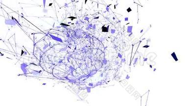 抽象紫罗兰挥舞三维网格或网格的脉动几何物体。 用作抽象晶体网格.. 紫罗兰几何