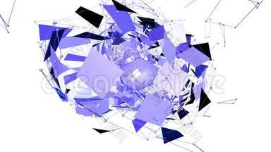 抽象紫罗兰挥舞三维网格或网格的脉动几何物体。 用作抽象几何网格.. 紫罗兰几何