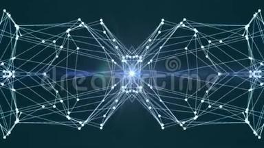 抽象蓝色对称多边形网络连接云动画背景新质量动态运动
