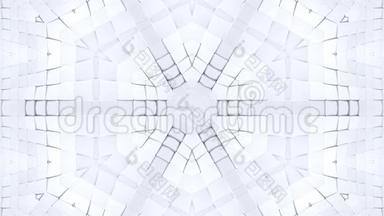 低聚几何抽象背景作为移动彩色玻璃或万花筒效果在4k。 循环三维动画