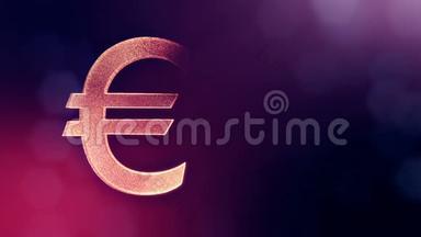 欧洲标志的动画图标或徽章。 <strong>金融背景</strong>由辉光粒子作为图像全息图。 三维环