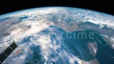 从国际空间站上看到地球。 这段<strong>视频</strong>的元<strong>素</strong>由美国宇航局提供。