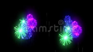 多种颜色的烟花作<strong>为</strong>节日背景的新年，圣诞节或其他庆祝。 烟花表演