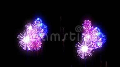 多种颜色的烟花作<strong>为</strong>节日背景的新年，圣诞节或其他庆祝。 美丽的鞭炮表演