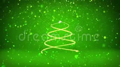 冬季主题为圣诞节或新年背景与复制空间。 将圣诞树从中间框中的粒子中展开