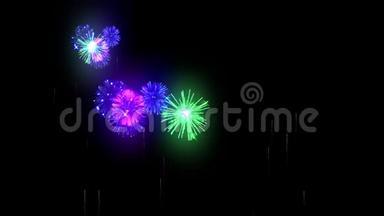 多种颜色的烟花作<strong>为</strong>节日背景的新年，圣诞节或其他庆祝。 烟花表演