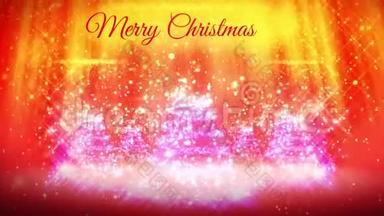 由发光<strong>粒子</strong>和火花组成的3d圣诞树组成的新年或圣诞假期。 <strong>光线</strong>
