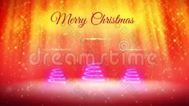 由发光粒子和火花组成的3d圣诞树组成的新年或圣诞假期。 光线