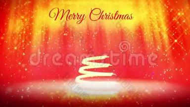 由发光<strong>粒子</strong>和火花组成的3d圣诞树组成的新年或圣诞假期。 <strong>光线</strong>