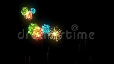 多种颜色的烟花作为节日背景的新年，圣诞节或其他庆祝。 多色<strong>鞭炮</strong>