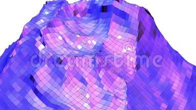 紫罗兰低聚摆面作为卡通背景。 紫罗兰几何振动环境或脉动背景