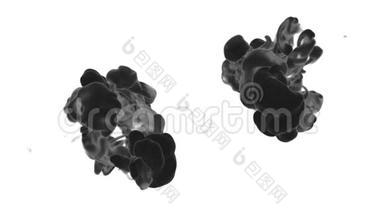抽象背景黑色墨水或烟雾与阿尔法面具的运<strong>动效</strong>果和合成VFX。 美丽的墨云或