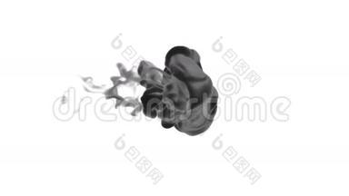 抽象背景黑色墨水或烟雾与阿尔法面具的运动效果和合成VFX。 美丽的墨云或