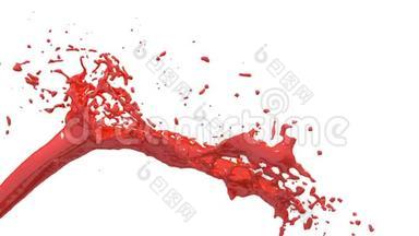 红色油漆喷泉3D白色背景与阿尔法<strong>通道</strong>使用阿尔法面具。 <strong>带</strong>涡旋液的喷泉顶部。 3D