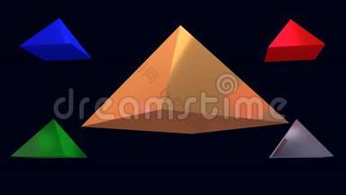 悬停光泽金字塔的三维插图