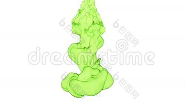 绿色墨水云水下或烟雾与阿尔法面具。 用于过渡、背景、覆盖和效果。 3DV FX油墨