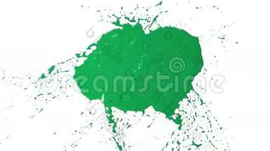 绿色的水滴落下来，溅在白色上