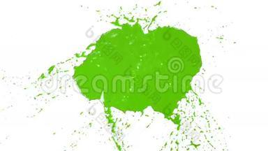 绿色的<strong>水滴落下</strong>来，溅在白色上