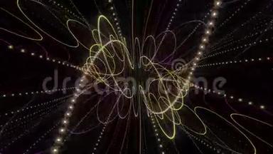 带粒子条纹物体慢运动的未来动画，循环高清1080p