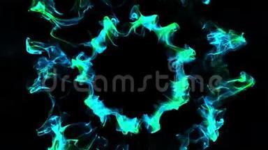多次蓝绿色脉动冲击波粒子爆炸