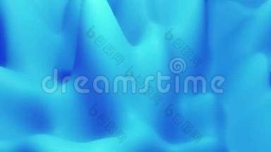 抽象液体蓝色物质，内部辉光表面似景观.. 4k无缝循环动画。 美丽的色彩渐变