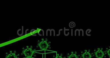 绿色霓虹灯型冠状病毒病生长曲线图的呈现